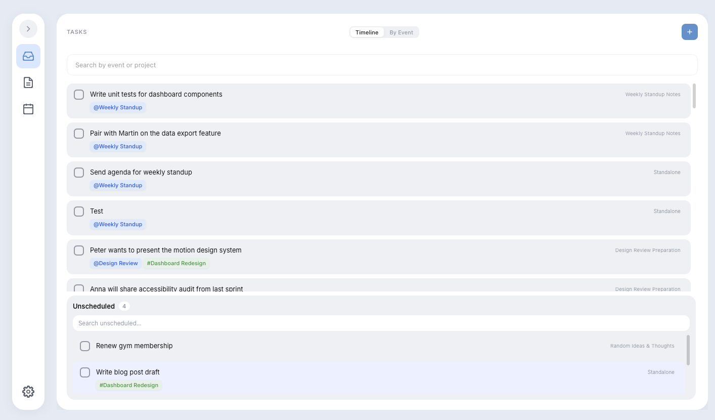 Gera app — tasks view